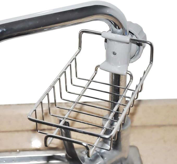 Sink Caddy Organizer, Stainless Steel Faucet Storage Rack Sponge Holder for Kitchen Accessories(Silver)