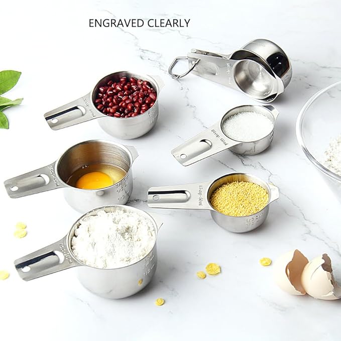 Measuring Cups and Spoons Set Heavy Duty 304 Metal Stainless Steel Measuring Cup Spoon Kitchen Gadgets for Cooking Baking (Set of 12)
