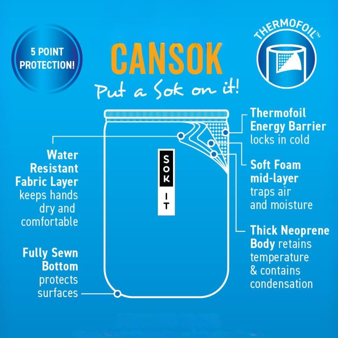 Sok It CanSok Sleeve for Beer & Soda Insulated Neoprene Cover (Green Camo, 12oz Slim Can Sleeve)