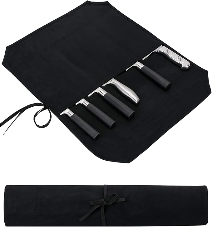 Chef’s Knife Roll Case, Waxed Canvas Cutlery Knives Holders Protectors, Home Kitchen Cooking Tools And Utensils Wrap Bag Wallet, Multi-Purpose Brush Roll Bag, Travel Tool Roll Pouch