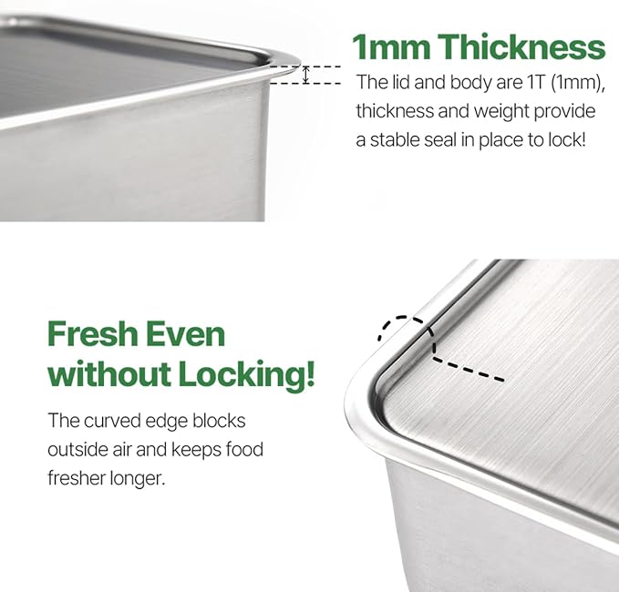 CuBE Small 2PCS Set 600ml 400ml Stainless Steel Food Storage Containers With Lids and a Net Kitchen Appliances Dishwasher Safe Premium South Korea