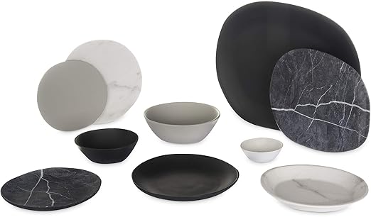 Carlisle FoodService Products Ridge Reusable Plastic Bowl for Home and Restaurant, Melamine, 52 Ounces, Cement, (Pack of 12)