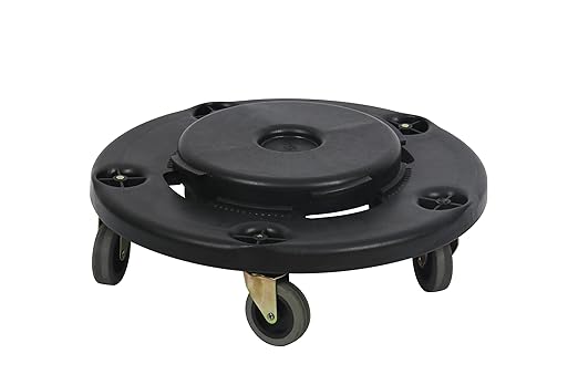 Plastic Prince 18" Trash Can Dolly with Wheels Black for 55 gal and 20 32 44 gal Brute Containers
