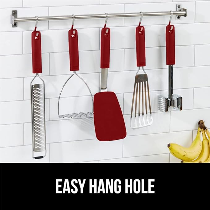GORILLA GRIP Patented BPA-Free Non-Scratch Spatula, 2 Pack, Heat Resistant Flexible Silicone Head for Nonstick Cooking Pans, Soft Rubber Handle, Kitchen Spatulas for Flipping Eggs, Pancakes, Red