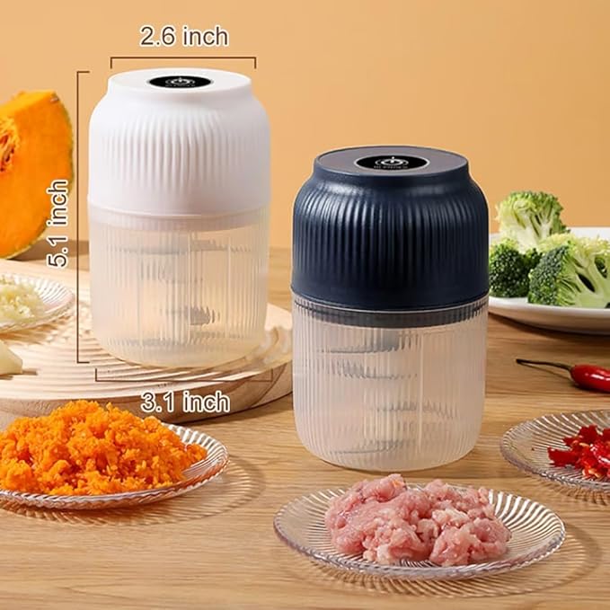 Electric Garlic Chopper, Mini Portable Veggie Chopper, 2026 New Small Garlic Chopper Mincer, USB Rechargeable, Wireless Veggie Grinder, For Mashing Onion, Garlic, Chili, Ginger (Blue, 4 blades)