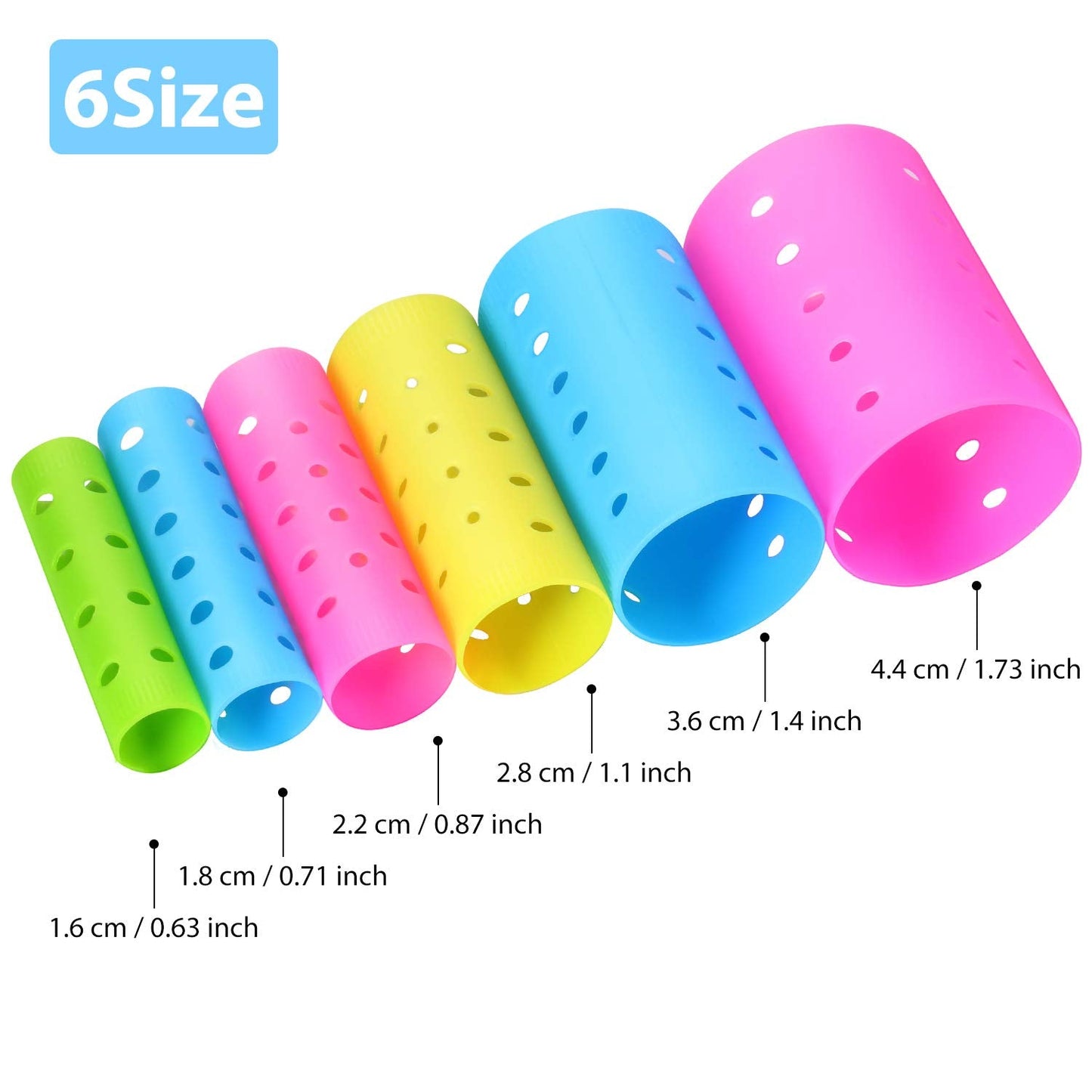 141 Pieces Hair Rollers Set Include 60 Plastic Hair Rollers (Multicolor,6 Size)