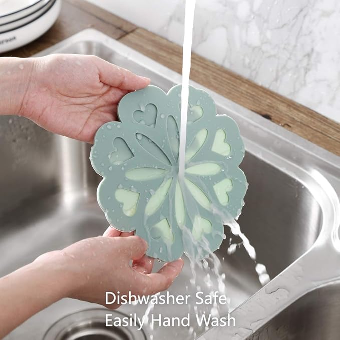 Set 4 Silicone Trivet Mat - Hot Pot Holder Hot Pads for Table & Countertop - Trivet for Hot Dishes - Non-Slip & Heat Resistant Modern Kitchen Hot Pads for Pots & Pans, Assort 4 Colors