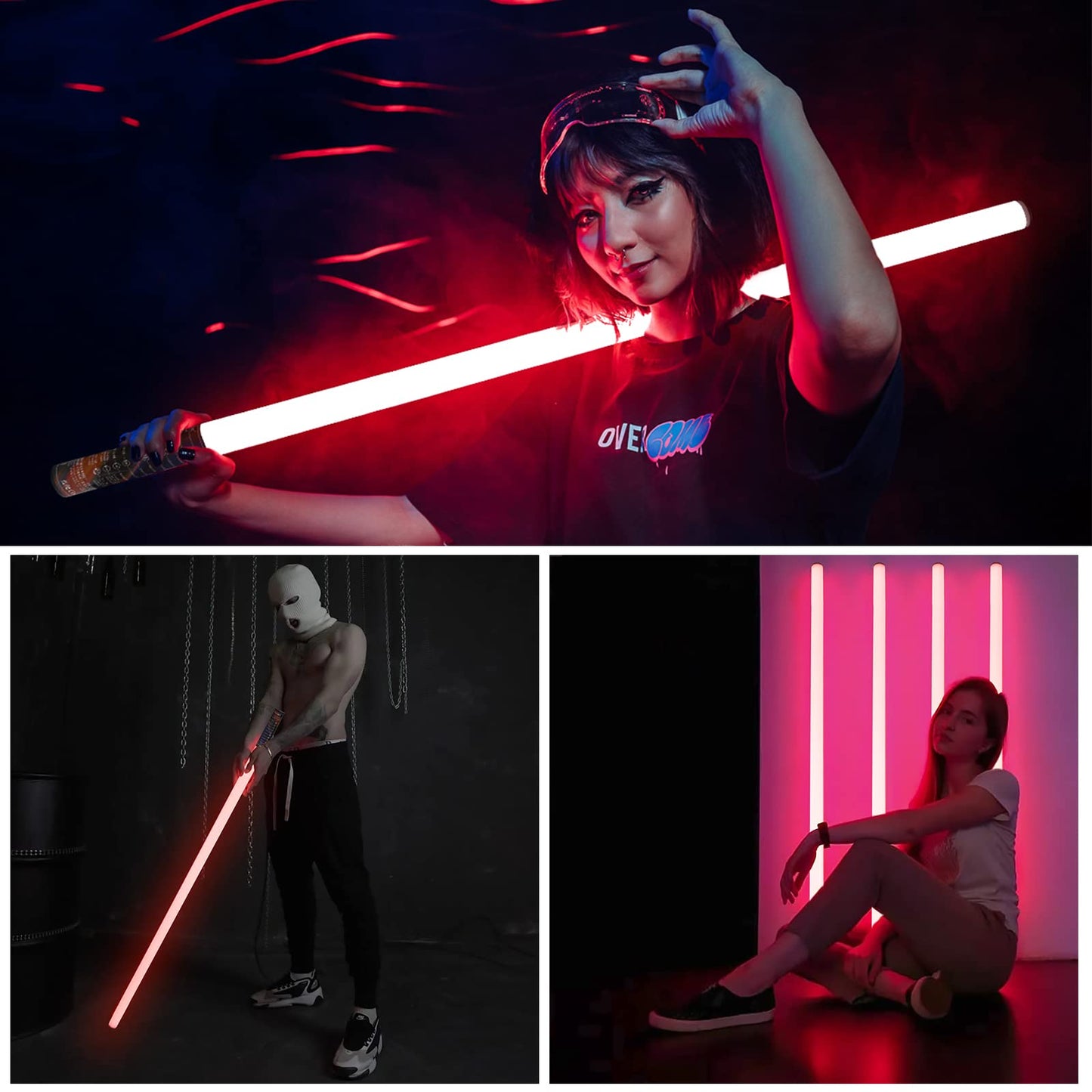 4 Pack 4ft Portable Battery Powered LED Tube Light With Tripods, 500 Vivid Effects for Video, Photography, Light Painting, YouTube, and Dance Club