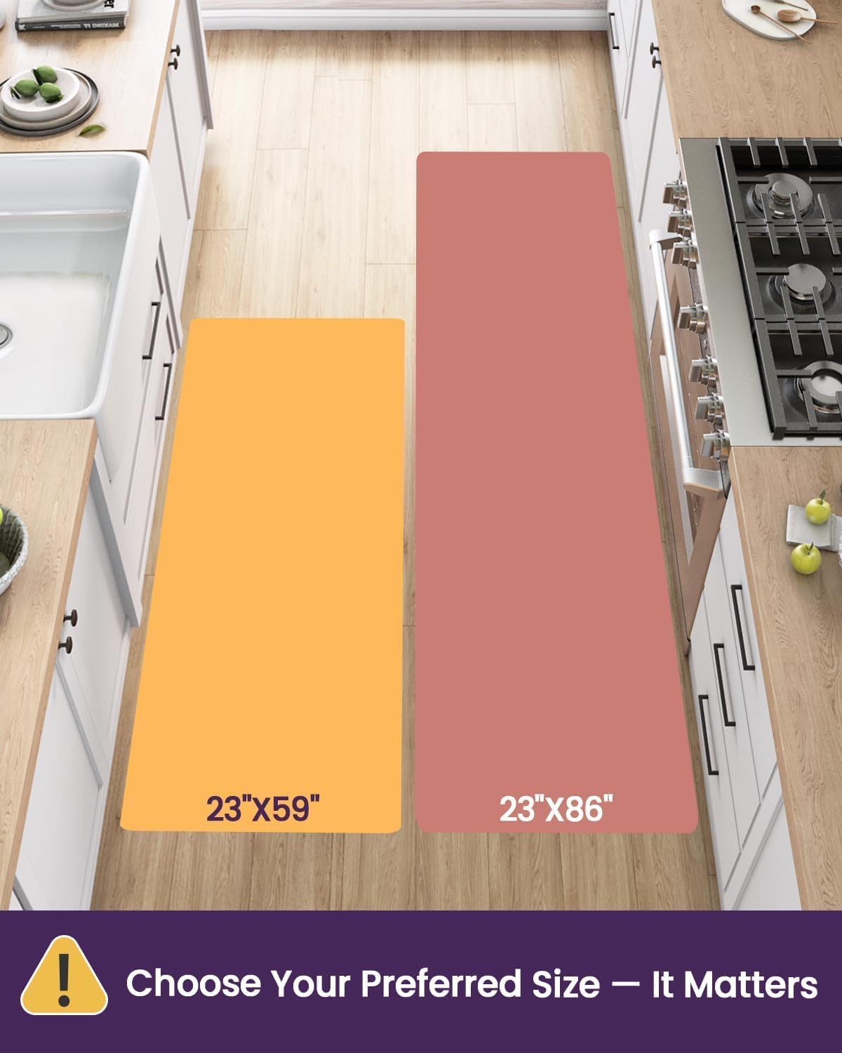 DEXI Kitchen Floor Mats Cushioned Anti Fatigue, 23x86 Large Long Standing Comfort Runner Rug Waterproof, Marble Memory Foam Padded for Front Sink Laundry, Light Grey
