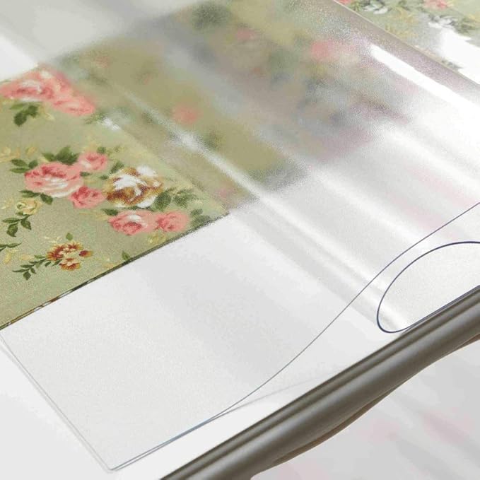 NECAUX Custom 46 x 63 Inch Frosted Table Cover Protector, 1.5mm Thick Plastic Waterproof Heavy Duty Desk Pad Mat Non-Slip Tablecloth Protector for Coffee, Dining, Conference Tables