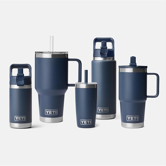YETI Rambler 35 oz Straw Mug 2.0 - Double-Wall Vacuum Insulation for Cold Beverages – Dishwasher Safe – Cupholder Compatible – Reusable Straw – Comfortable Grip Handle – Travel Mug - Navy