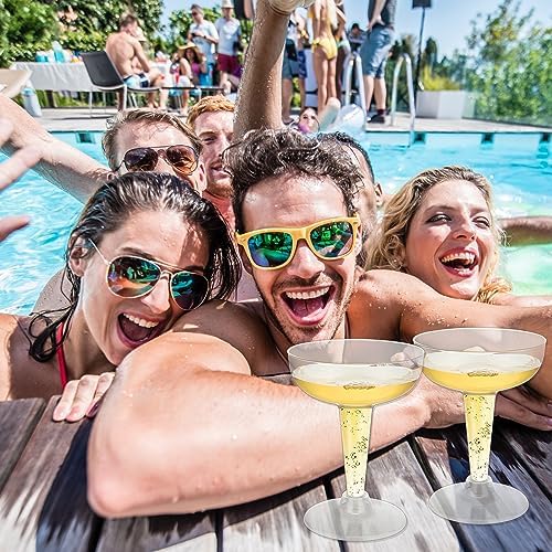 100 Pack Plastic Champagne Coupe Glasses, Disposable Plastic Party Champagne Glasses, 4 Oz Clear Cocktail Martini Margarita Wine Cups for Birthday Wedding Party