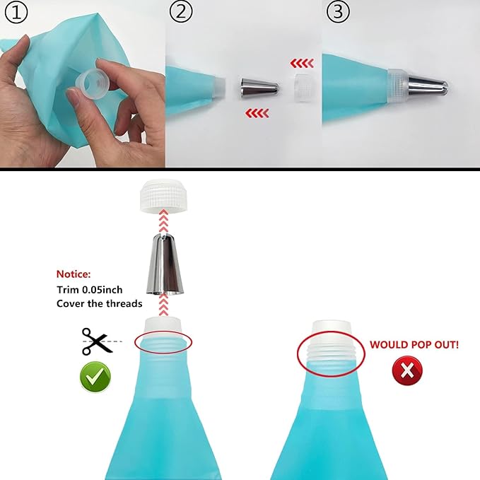 Piping Bags and Tips Set, Cake Decorating Kit Supplies, Frosting Piping Kit for Baking with Pastry Bags and Tips, Standard Converters, Silicone Rings, Reusable Piping Bags for Cookie Icing, Cupcake