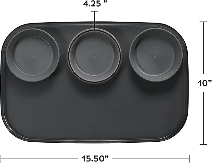 madesmart Dipware 3-Bowl Reusable Serving Tray for Appetizers and Snacks, Food-Safe Appetizer Serving Platter with 3 Removable Dip Bowls, Red
