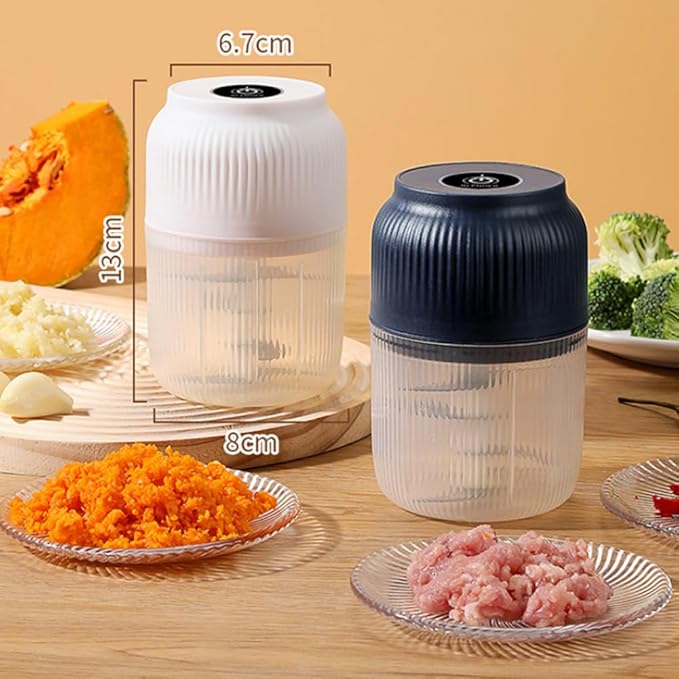 2026 Upgraded Household Electric Garlic Crusher, Capacity Electric Garlic Chopper, Mini Portable Veggie Cutter, 4 Sharp Stainless Steel Blades Mini Electric Food Chopper, Easy to Clean (Blue)