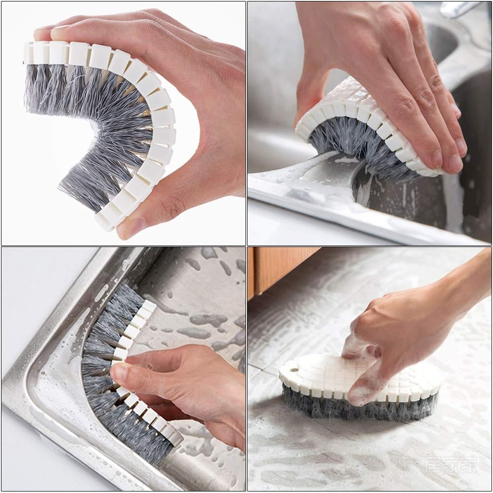 Multi-Purpose Scrub Brush Set - 4 Pack Kitchen Cleaning Brushes with Stiff Bristles for Dishes, Pots, Pans, Sink & Bottles - Dish Brush with Ergonomic Handle