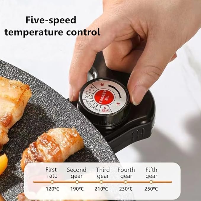 Non-Stick Electric Indoor Grill Pan, 11-15.74in Electric Griddle Nonstick, Multi-functional Korean Electric Indoor Grill, Smokeless Portable Electric Gril (36cm/15in)