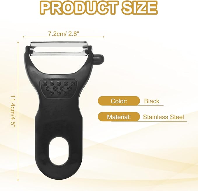 uxcell Vegetable Peeler Set, 4.5 Inch Stainless Steel Potato Peeler for Apple Fruits Black