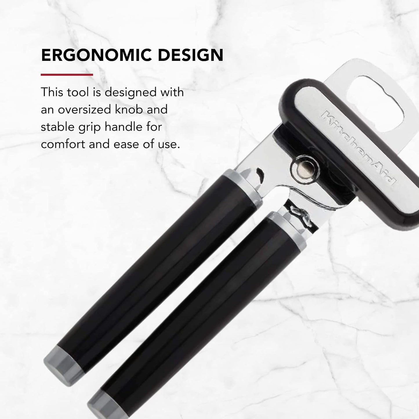 KitchenAid Classic Multifunction Can Opener and Bottle Opener Easy to Use, Razor Sharp Stainless Steel Cutting Wheel, Soft Ergonomic Handles, Black