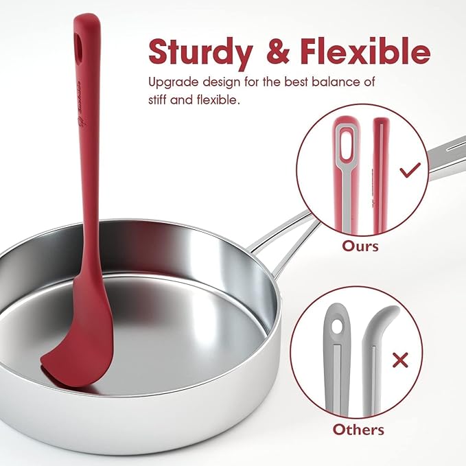 4 Pieces Silicone Spatula Set, Food Grade Rubber Spatula, Upgrade Strong Handle with Ergonomic Grip, Heat Resistant for Nonstick Cookware, Cooking