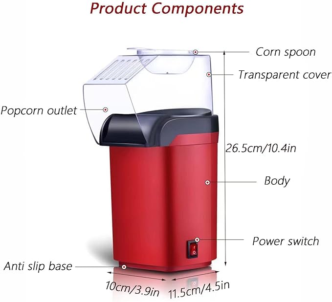 Nostalgia Hot Air Popcorn Popper Maker, 1200W Electric Pop Corner Machine, 16 Cups, 3 Minutes Done, Fully Automatic Healthy No Oil and No Sugar Corn Popcorn Machine (White)