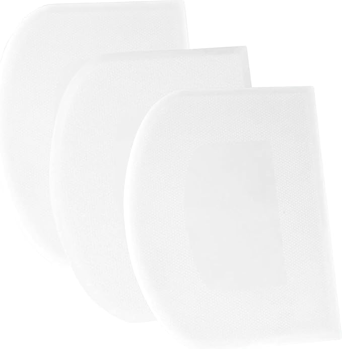 SURDOCA Dough Scraper Bench Scraper - 3P 10.6x6.7" Plastic Flexible Bowl Scraper, Sharp Edge & Angles Cake Scraper. Non-Slip Bakeware Decorating Tools Sculpting & Modeling Tools - Pure White
