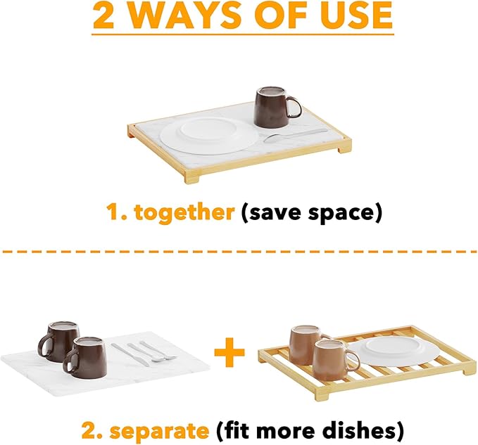 SpaceAid Instant Dry Sink Caddy Organizers and Stone Dish Drying Mat for Kitchen Counter Set