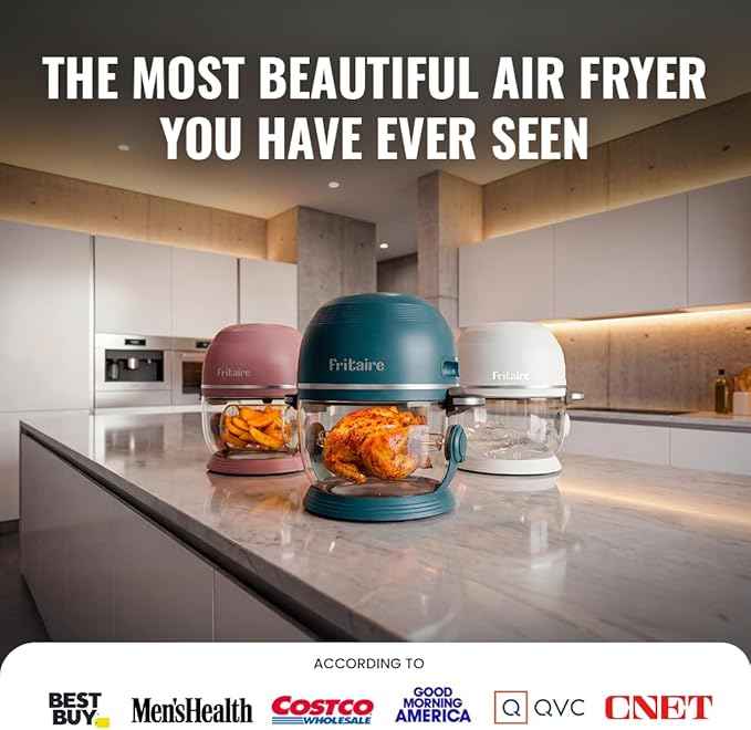 Non Toxic Air Fryer™ Pro | 9-in-1 Glass Air Fryer | Self-Cleaning | 5 Quart | Rotisserie and Tumbler | 400F Vortex For Even Cooking, BPA-Free Teflon Free, Recrisp, Roast, Bake, Mauve Rose
