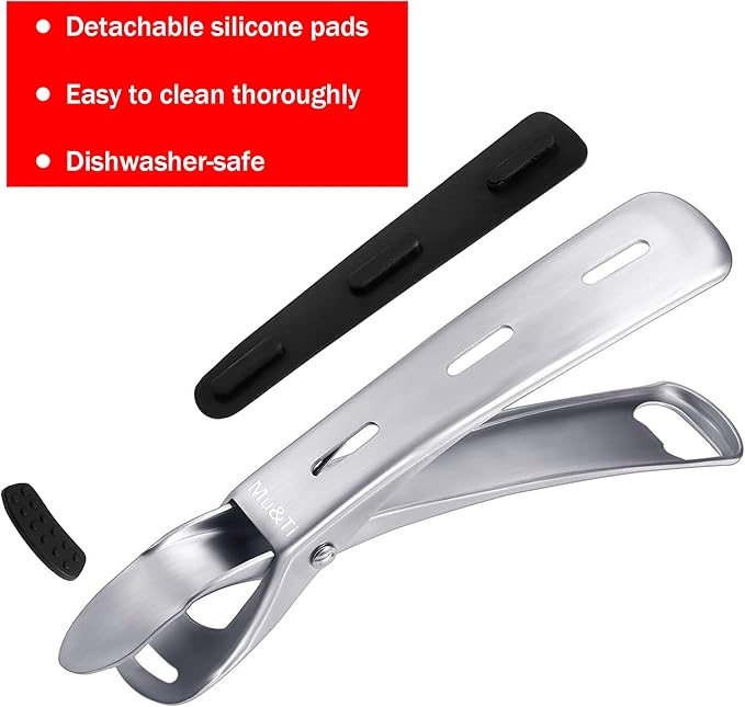 Mu&Ti Hot plate gripper For Instant Pot accessories, For Microwave, Oven,Toaster (Safe for Air Fryer Pans Gripper,Bowls, Egg Custard, Hot Plates) Stainless Steel Heat-Resistant Kitchen Gripper(Black)