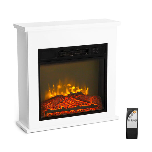 ROVSUN 25'' Electric Fireplace with Mantel, Freestanding Heater with Remote, Timer, Realistic Flame & Adjustable Temperature for Home Bedroom Living Room Indoor, 1400W