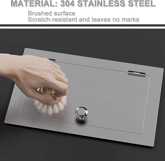 304 Stainless Steel Bin Cover, Countertop Trash can Lid, with a Central Pivot, the Lid can be Lifted, for Kitchen Cabinet, Bar & Bathroom(Gray)