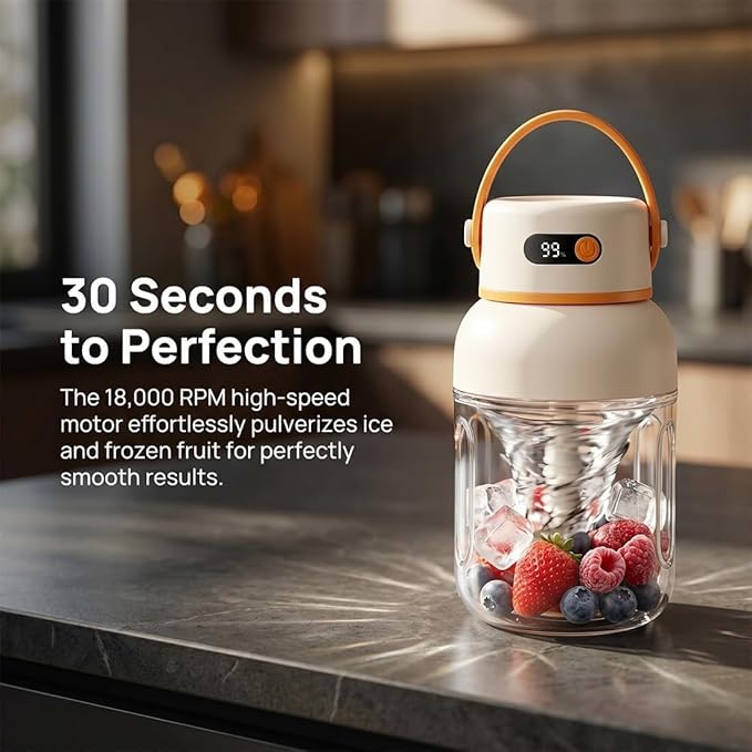 Portable Electric Juicer Cup with Zero Cord Hassle, 33oz Large Capacity Personal Blender with 18000RPM High Speed, USB-C Rechargeable Wireless Juicer Cup for Gym, Travel (1200ML / 40OZ)