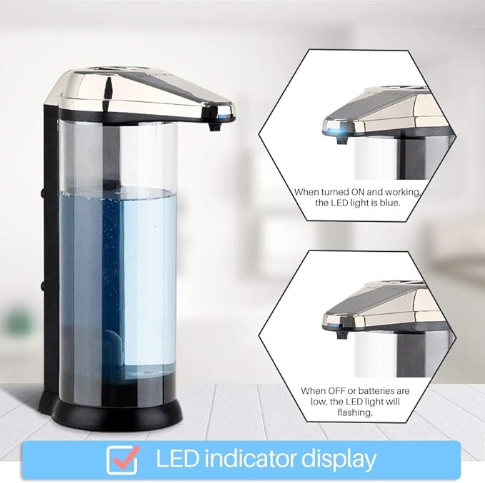 Secura 17oz Automatic Liquid Soap Dispenser, Touchless Battery Operated Hand Soap Dispenser with Adjustable Soap Dispensing Volume Control Dial, Personal Care Dispenser (Silver)