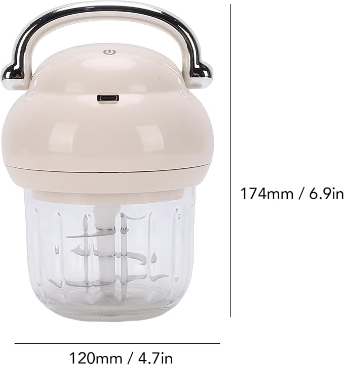 Fockety Electric Garlic Chopper, 350ml Portable Cordless Mini Food Processor, Rechargeable Veggie Chopper Garlic Grinder Masher, Wireless Blender for Vegetable, Fruits, Baby Food