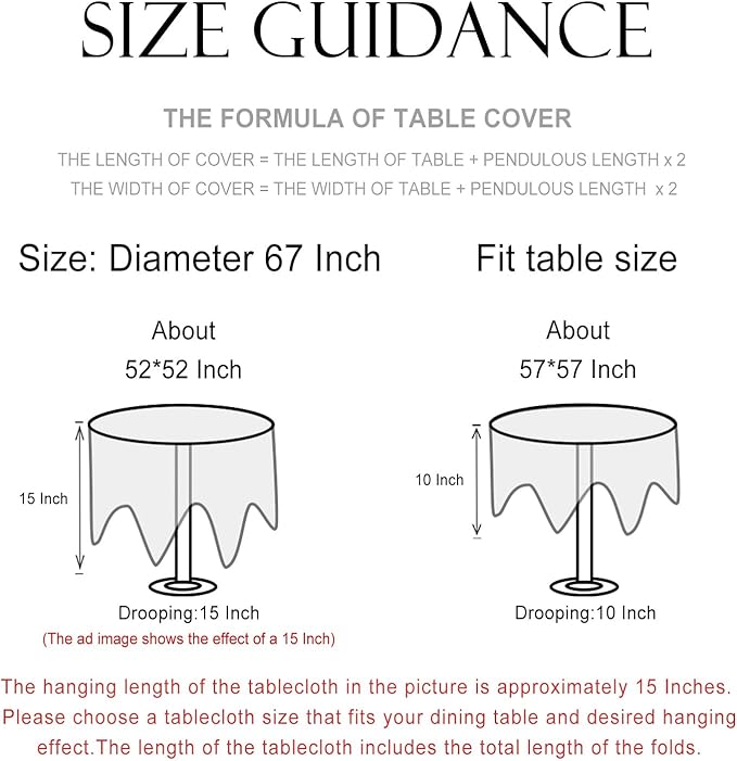 patdrea Designer Vintage Linen Round Table Cloth,Anti-Wrinkle Breathable French Tablecloth,Fall Decor Table Cover for Kitchen Dining,Christmas,Thanksgiving,Tea Party,Diameter 67"-Cudillero