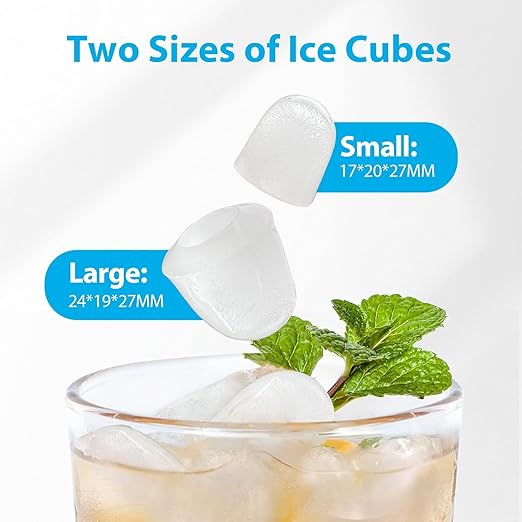 Aeitto Ice Makers Countertop, 9 Ice Cubes Release in 6 Mins, 26Lbs/24H, 2 Sizes of Bullet Ice Machine,Self-Cleaning Portable Ice Maker with Ice Scoop and Basket for Home Kitchen Office RV Bar, Black