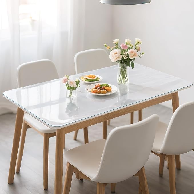 Frosted Table Protector 40 x 60 Inch, 1.9mm Thick Waterproof PVC Plastic Table Cover, Durable Table Pad for Dining Room, Kitchen, Writing Desk, and Coffee Tables