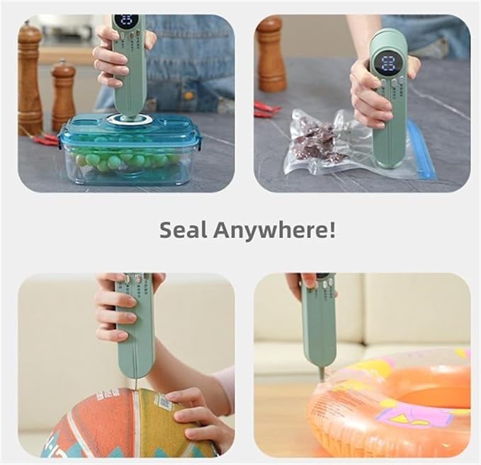 Vacuum Sealer, Handheld Portable Rechargeable Snack Bag Sealing Machine with Air Pump, for Dry/Moist Food Storage with 10 Compression Bags