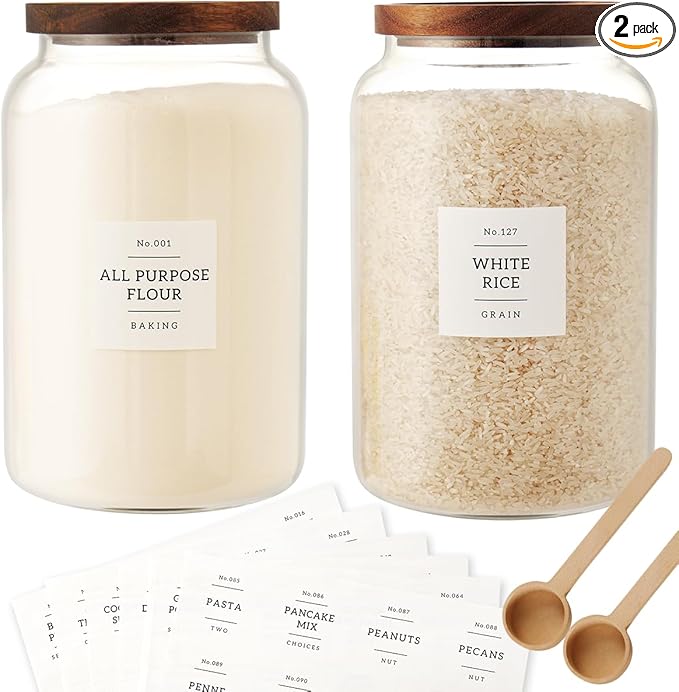 CZSZYGHBAO 2 PCS Large Glass Jar with Airtight Lid, Glass Food Storage Jars for Tea,Spice,Cereal, Egg,Flour,Coffee and More(1 gallon/4000 ml)