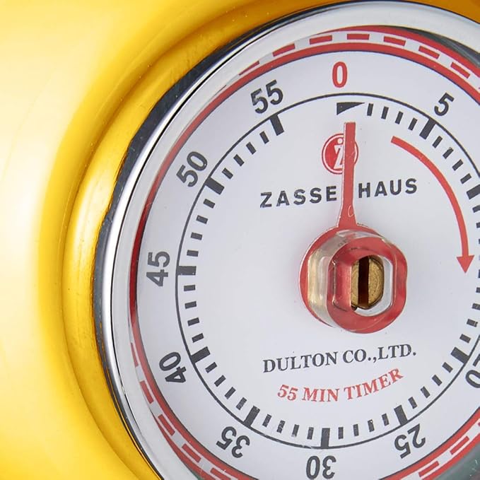 Zassenhaus Magnetic Retro Kitchen Timer, Classic Mechanical Cooking Timer (Yellow)