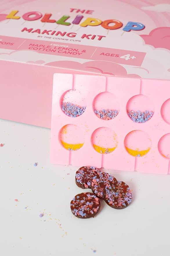 The Cookie Cups Lollipop Making Kit for Kids - Create 12 Delicious and Colorful Lollipops, Candy Making Kit for Boys and Girls, Kids Cooking Set