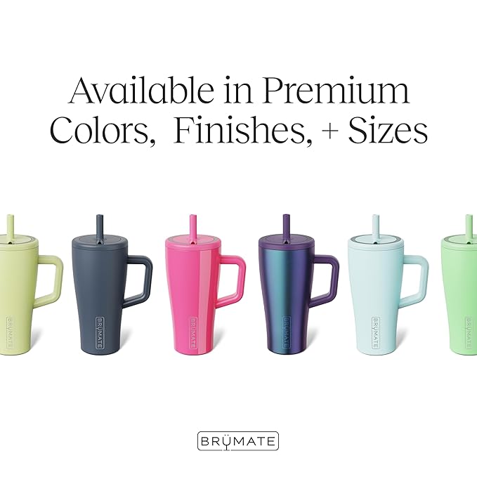 BrüMate Era 20 oz Tumbler with Handle and Straw | 100% Leakproof Insulated Tumbler with Lid and Straw | Made of Stainless Steel | Cup Holder Friendly Base | 20oz (Prickly Pear)
