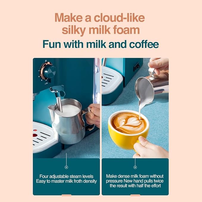 deluxe semi-automatic espresso coffee maker with steam milk frother