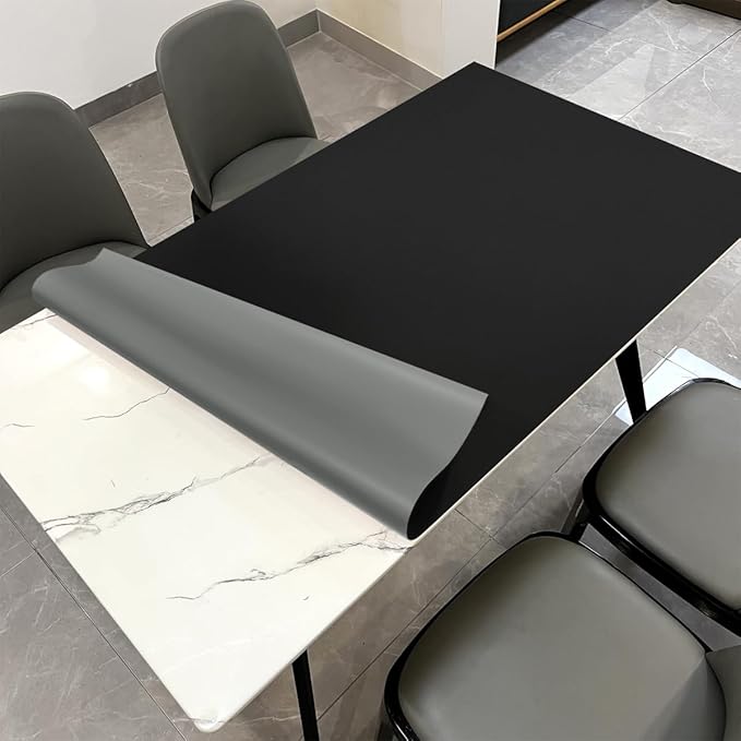 Table Protector Pad for Dining Room Table - Can Be Used On Both Sides Waterproof and Easy to Clean Good Flatness Used for Dining Table(Black+Gray 46x96)