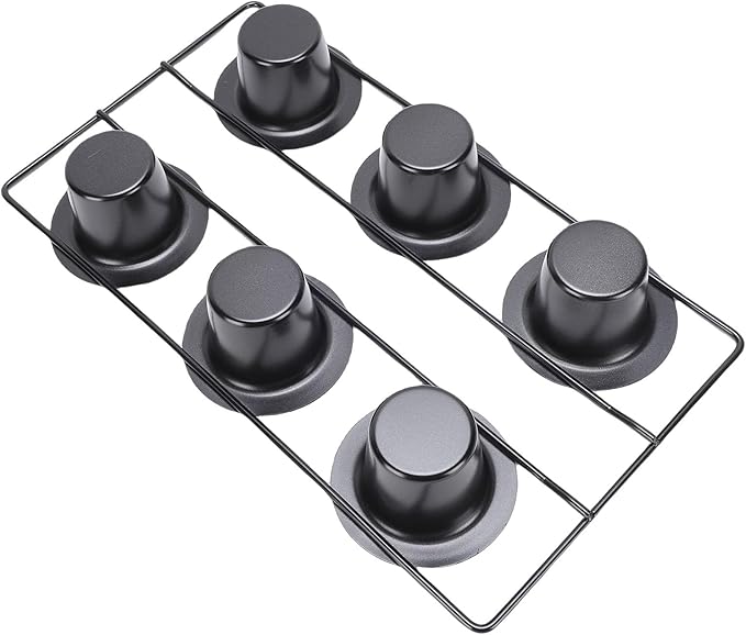 GOTOTOP 6 Cup Popover Pan, Non Stick Carbon Steel Bakeware, Perfect for Muffins and Popovers, 22.5x40.5cm Size for Home Bakers