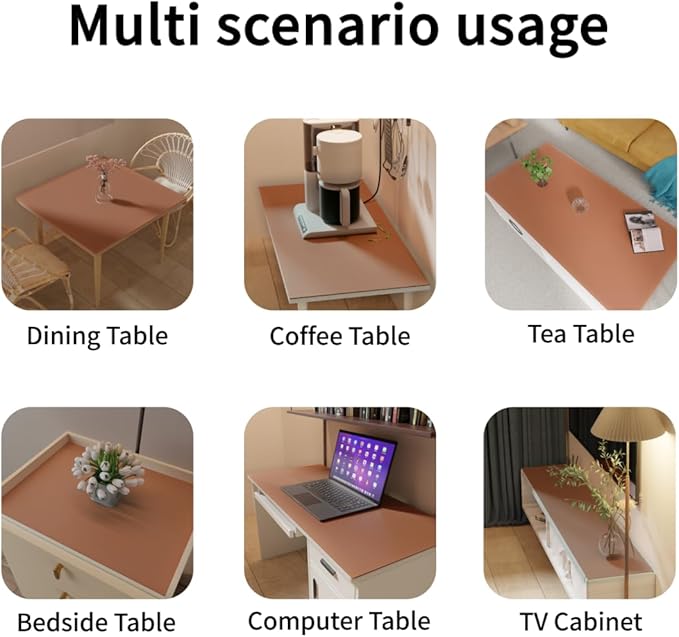 Leather Table Cover,1.8mm Thick,36x60 Inch Table Protector,Table Protector for Dining Room Table,Dining Table Cover,Table Cover Protector,Kitchen Table Protector(Brown+Gray,36x60)