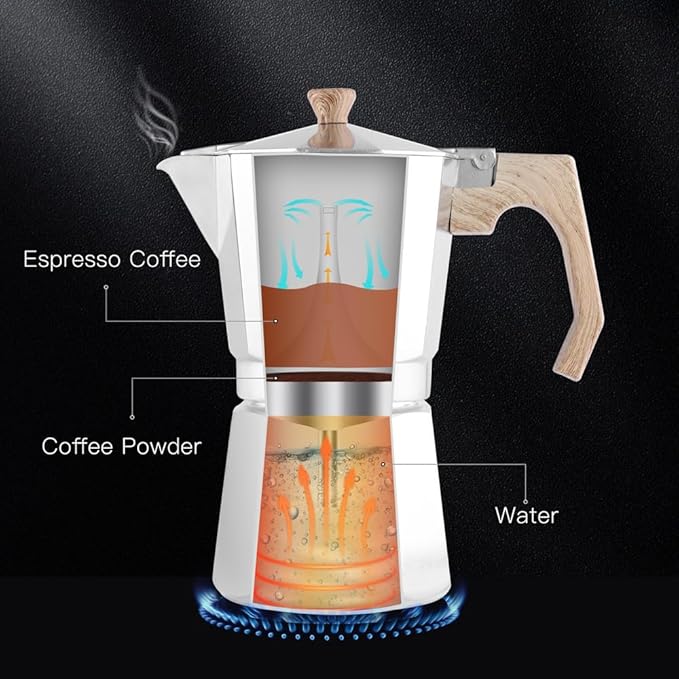 wedrink Stovetop Espresso Maker Aluminum Moka Pot 6 Cups Cuban Coffee Maker Stovetop Coffee Maker Moka Italian Espresso