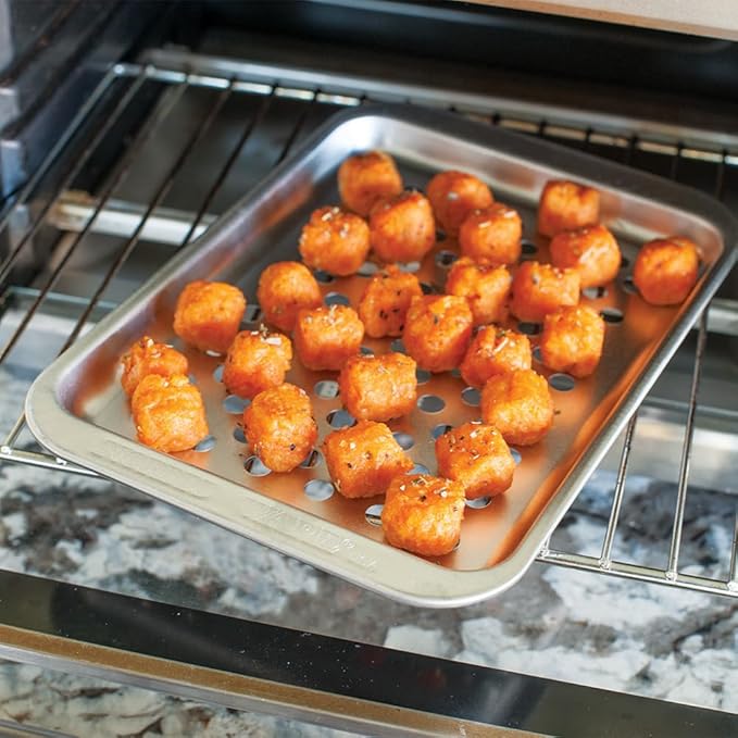 Nordic Ware Naturals Compact Crisping Tray - Natural Uncoated Aluminum, Toaster Oven and Broiler Safe
