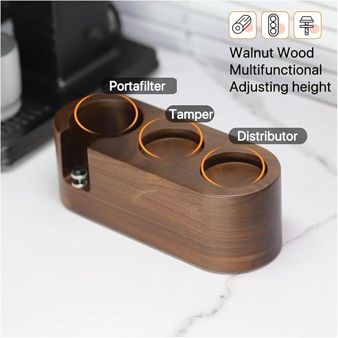 Walnut Wood Coffee Filter Holder, Espresso Tamper Mat Stand, Coffee Maker Support Base Rack, Barista Accessories(2PCS)