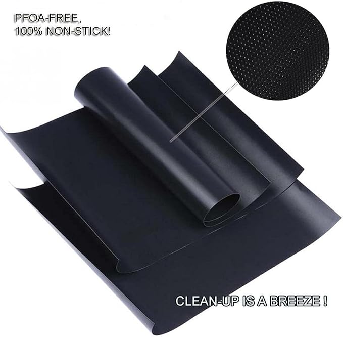 Renook Grill Mats for Outdoor Grill, Set of 8 BBQ Grilling Mat for Outdoor Gas Grill Cooking,15.75 X 13 Inch, Black